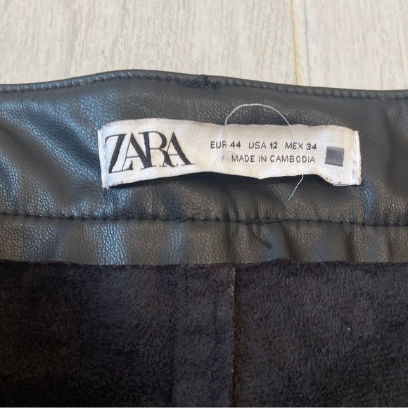 Zara Faux Leather High Ruse Mom Fit Pants - Picture 8 of 11